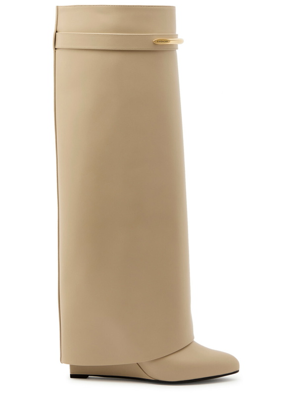 Photo: Givenchy Shark 95 Leather Knee-high Boots Beige