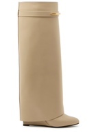 Givenchy Shark 95 Leather Knee-high Boots Beige