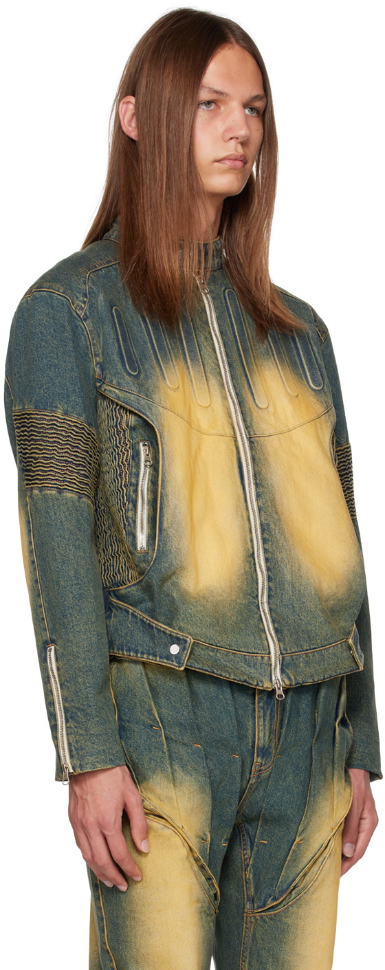 Juntae Kim Blue Embossed Denim Jacket