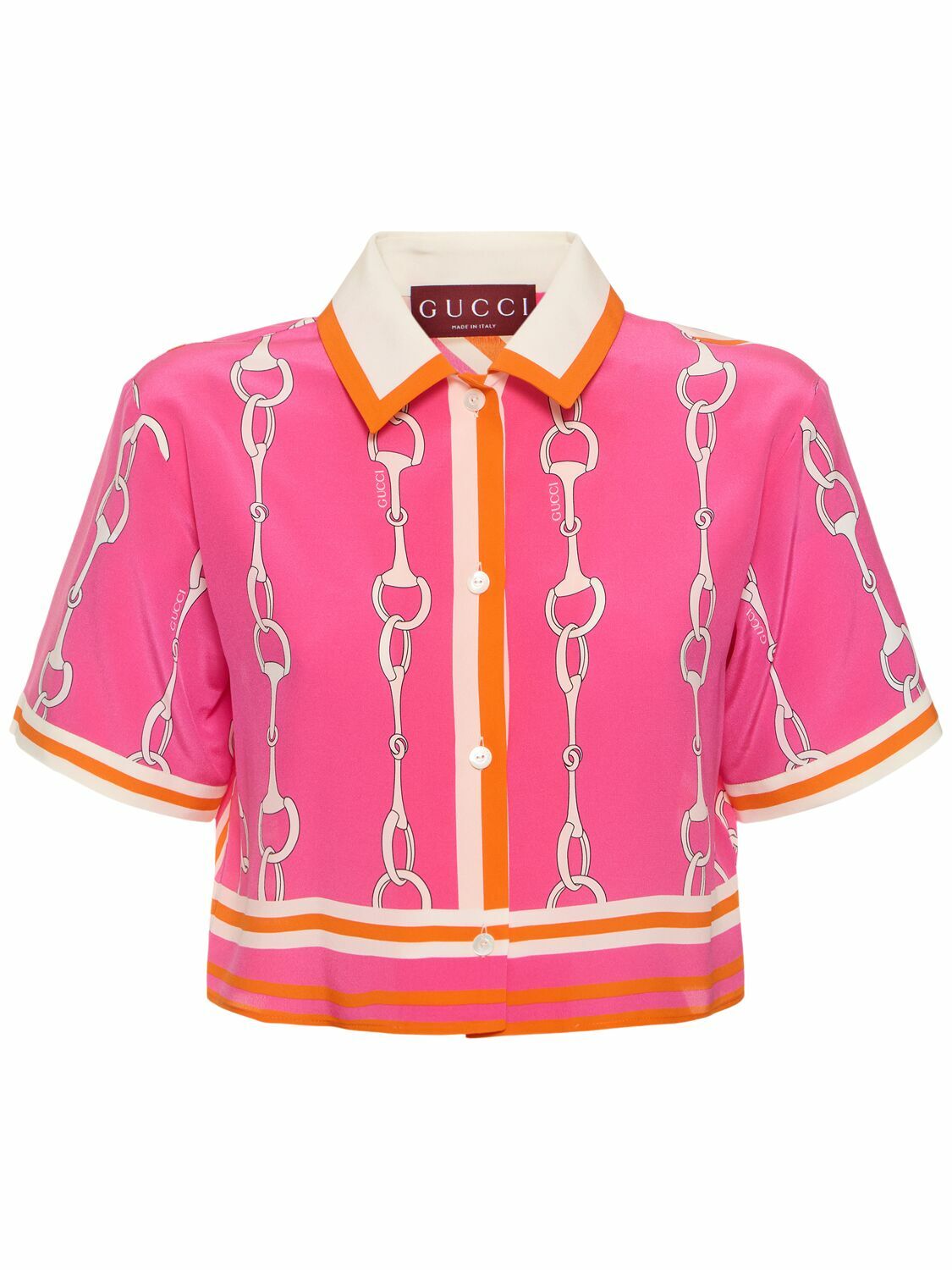 GUCCI Horsebit Silk Crop Shirt Gucci GUCCI Horsebit Silk Crop Shirt Gucci
