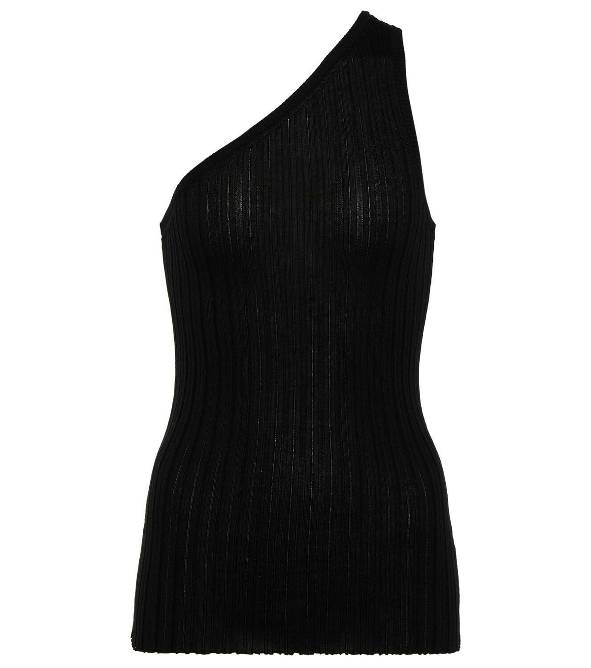Petar Petrov Tano ribbed-knit silk one-shoulder top
