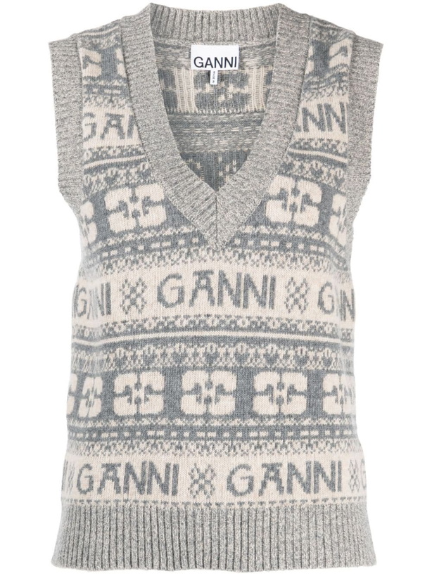 Photo: GANNI - Logo Wool Blend Vest