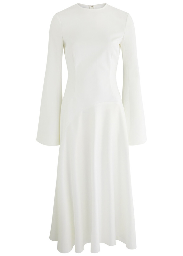 Photo: Solace London Gaia Satin and Crepe Midi Dress Cream