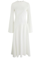 Solace London Gaia Satin and Crepe Midi Dress Cream