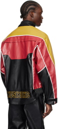 KUSIKOHC Black & Yellow Rider Faux-Leather Jacket