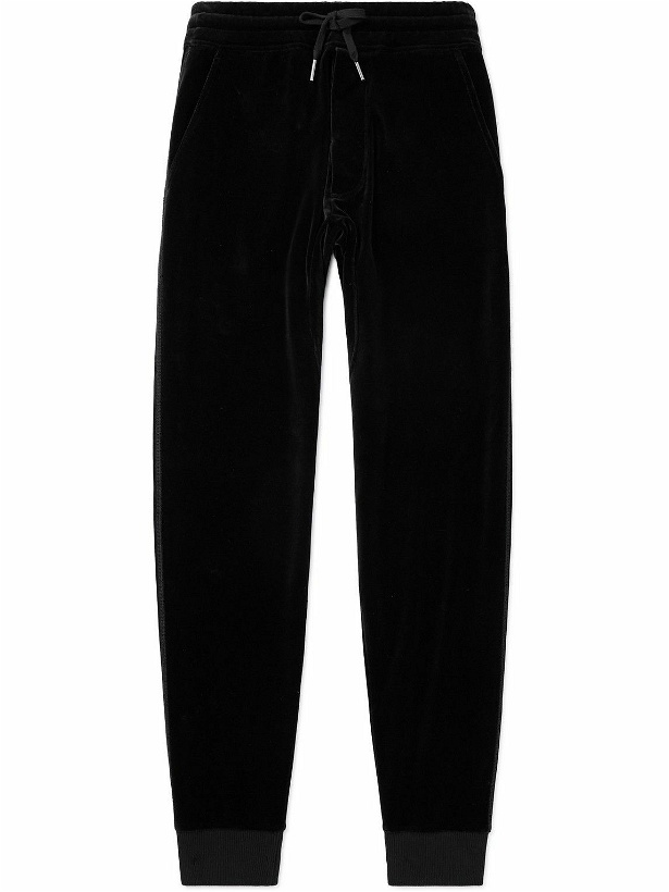 Photo: TOM FORD - Tapered Cotton-Blend Velour Sweatpants - Black