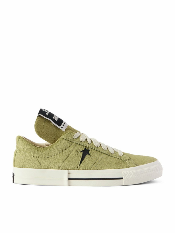 Photo: DRKSHDW by Rick Owens - Converse One Star Leather-Trimmed Calf Hair Sneakers - Green