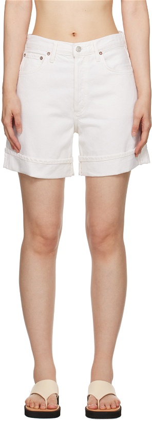 Photo: AGOLDE White Dame Denim Shorts
