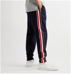 Thom Browne - Tapered Grosgrain-Trimmed Striped Cotton-Jersey Sweatpants - Blue