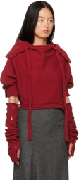 Yohji Yamamoto Red Cropped Hoodie