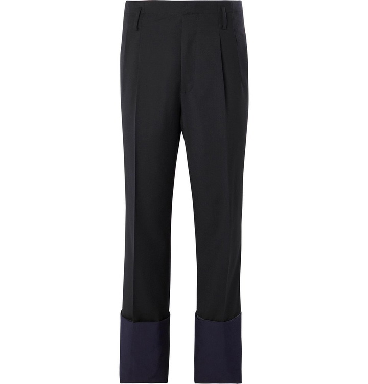 Photo: Lanvin - Pleated Panelled Wool Trousers - Navy