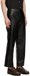 Recto Black Faux-Leather Wide Crop Trousers