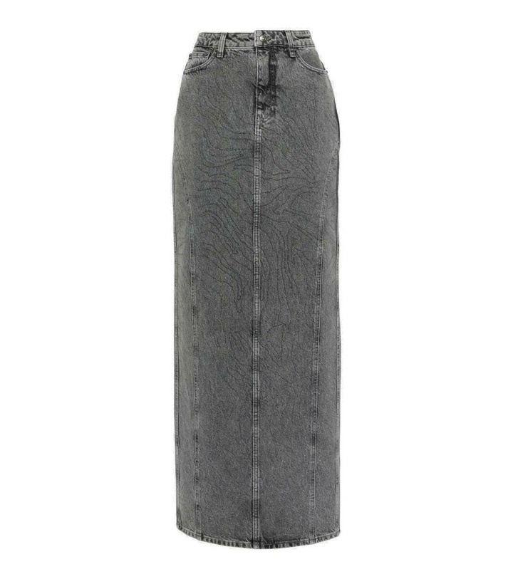 Photo: Rotate Embellished denim maxi skirt