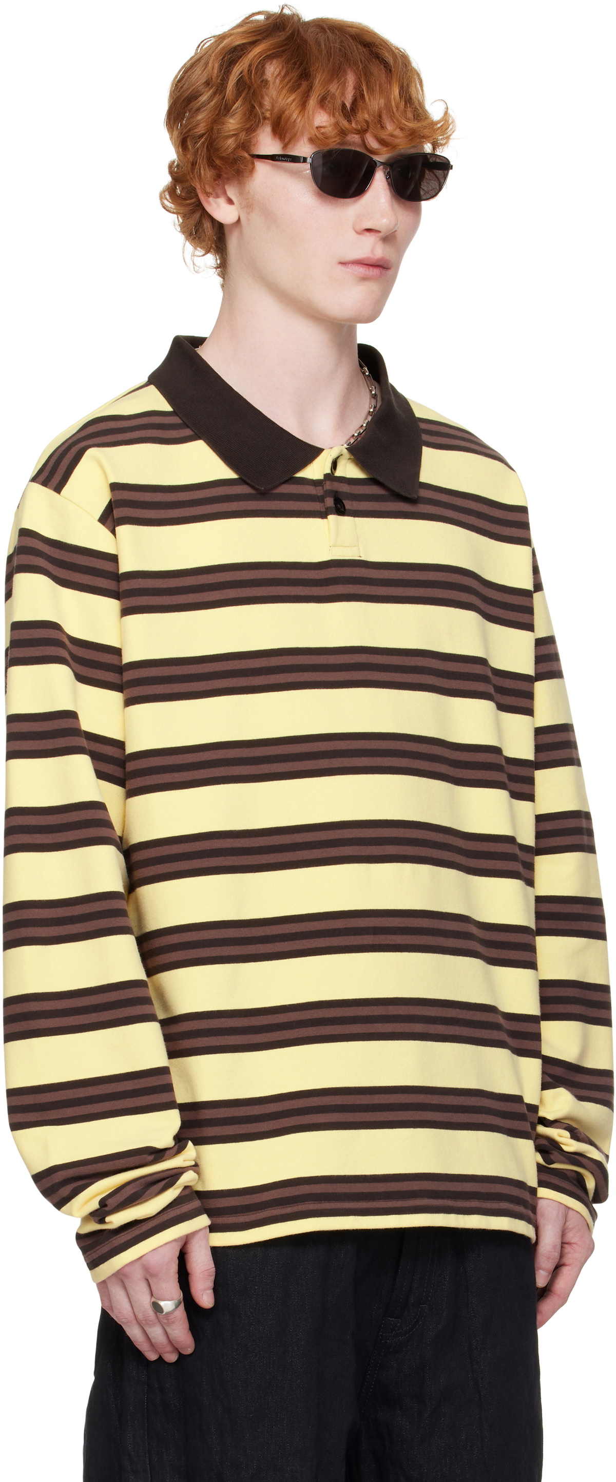 Still Kelly Yellow & Brown Oversized Polo