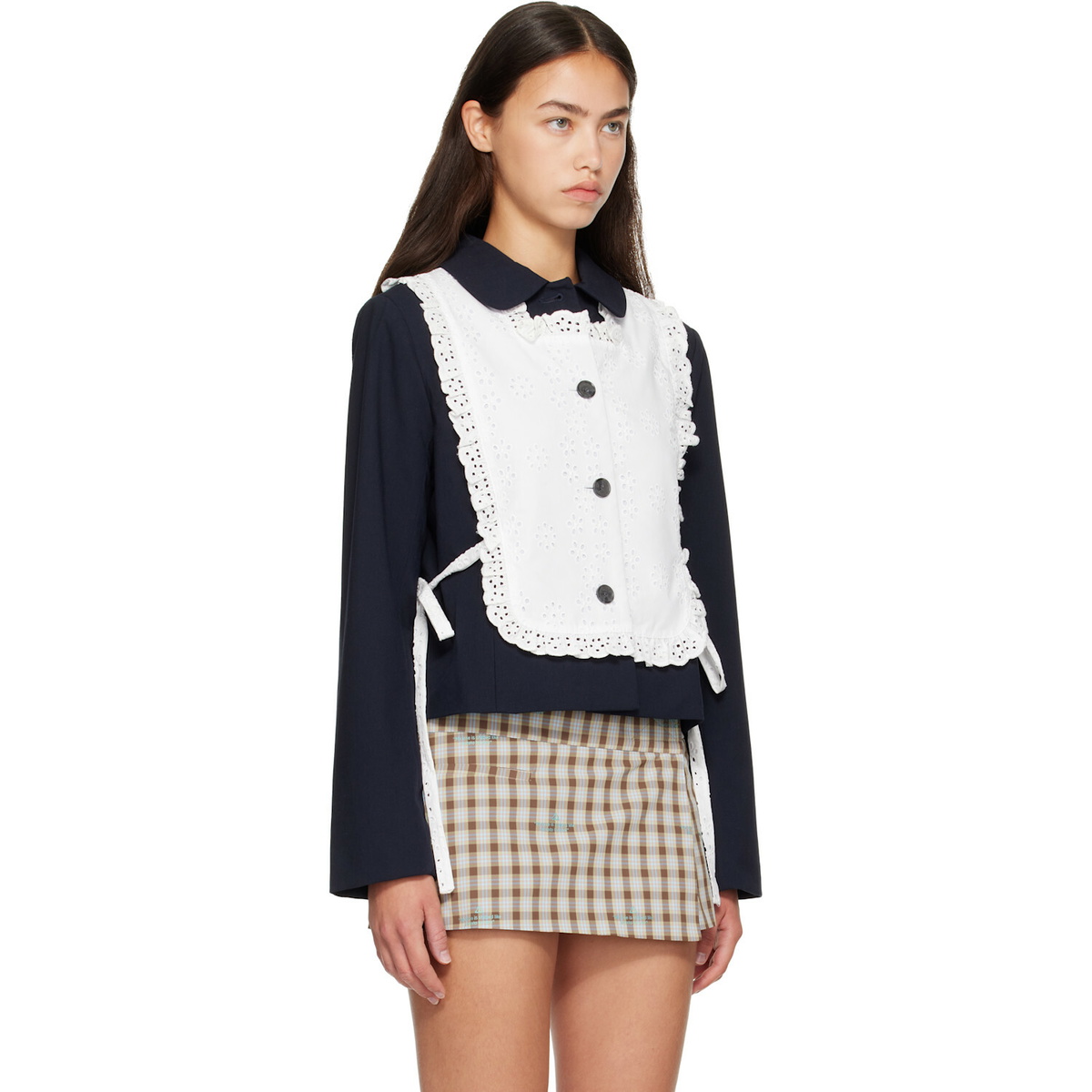 Sandy Liang Navy & White Winslow Jacket