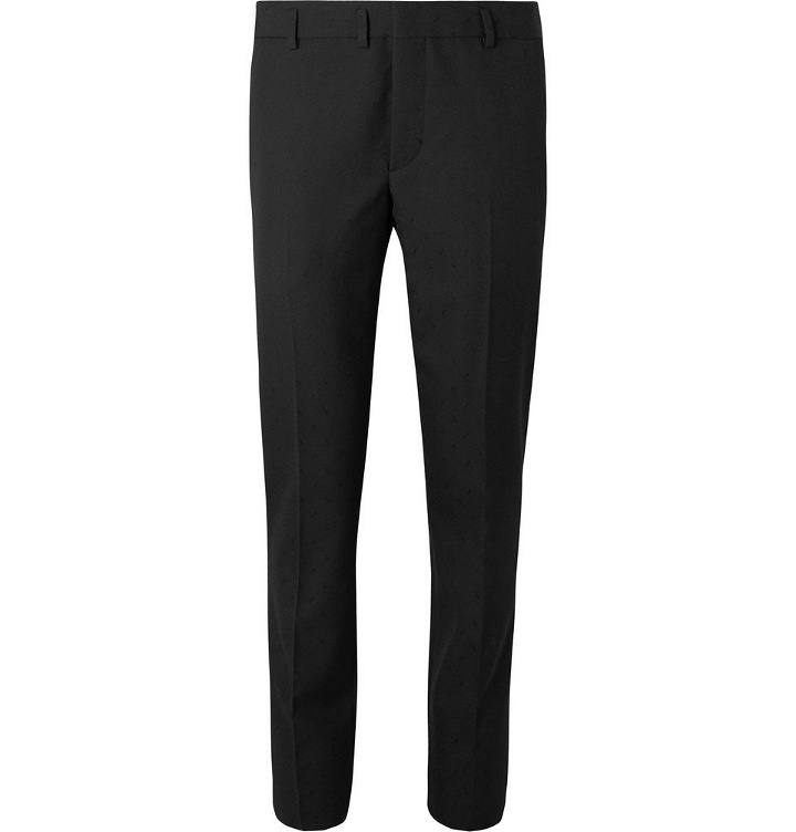 Photo: SAINT LAURENT - Black Slim-Fit Virgin Wool-Jacquard Suit Trousers - Black