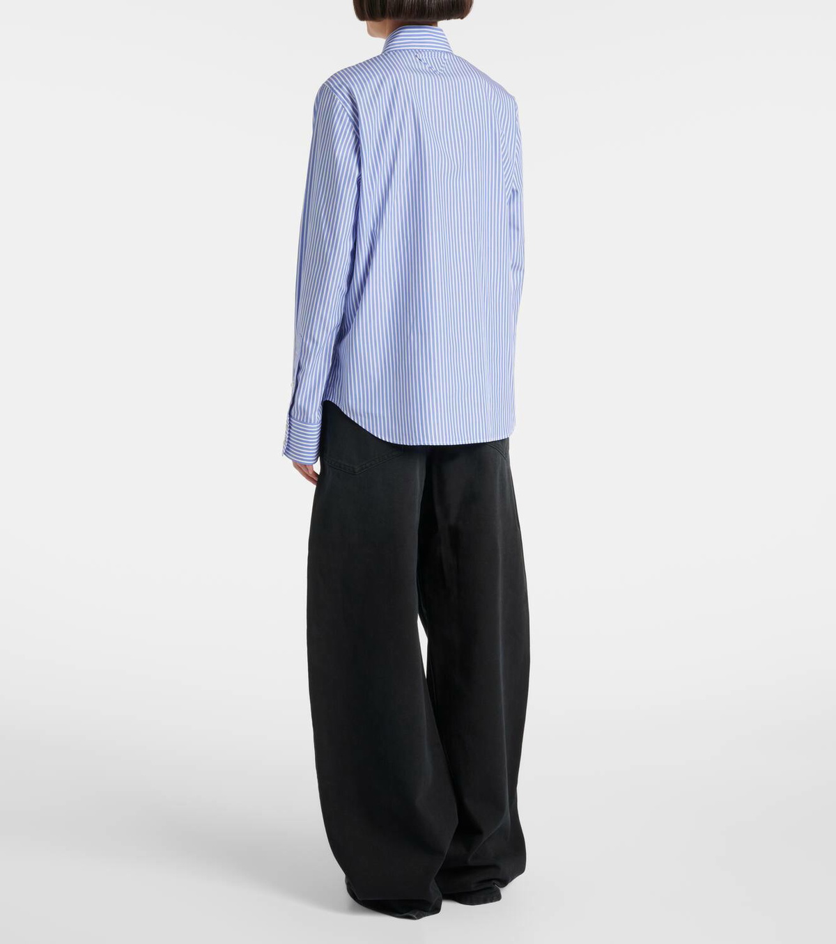 Prada Embellished striped cotton poplin shirt