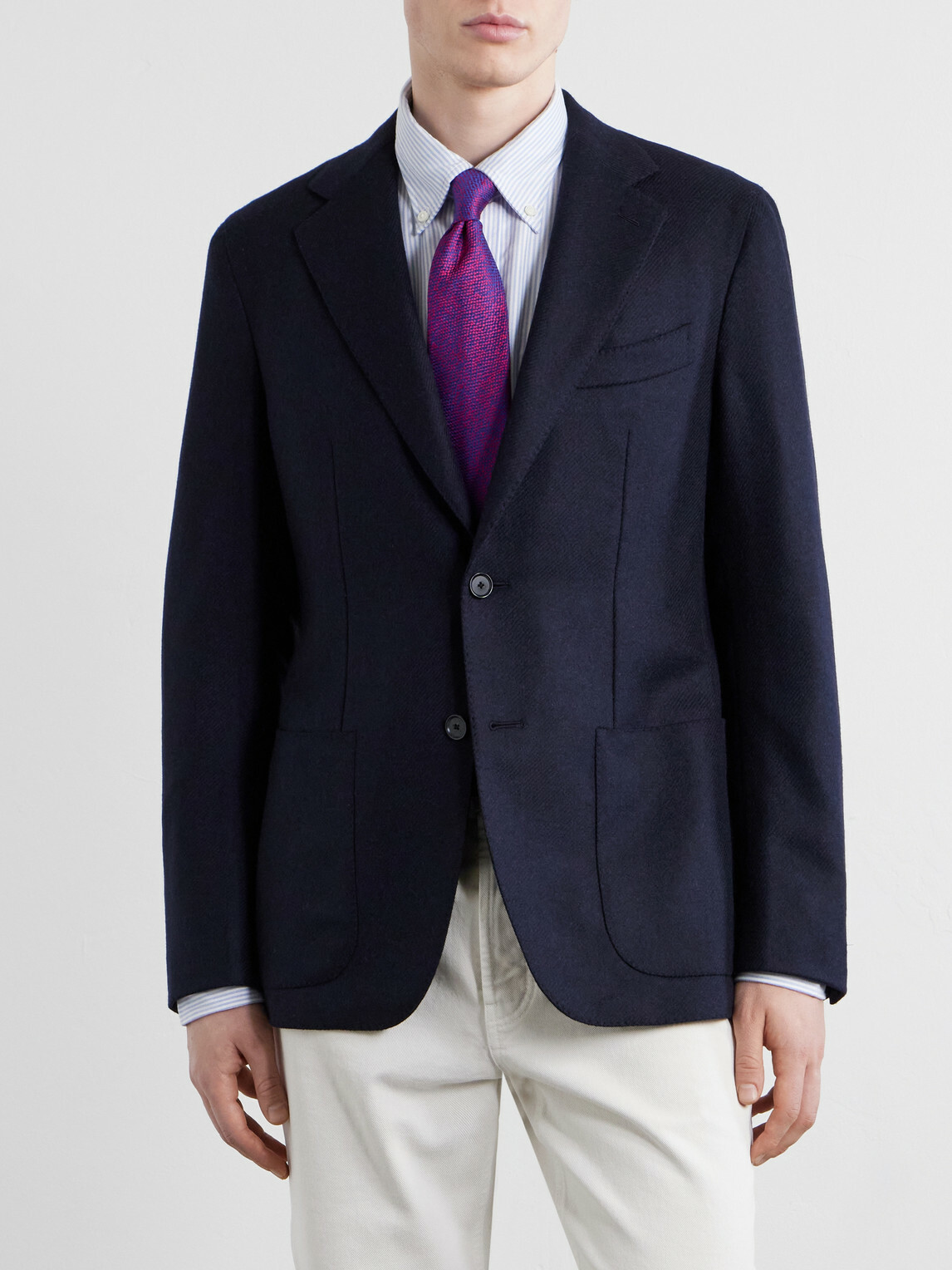 Caruso - Aida Wool and Cashmere-Blend Twill Blazer - Blue