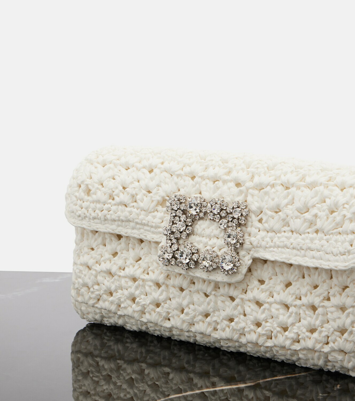 Roger Vivier Jeu De Fille embellished crochet clutch