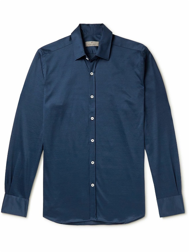 Photo: Canali - Cotton-Jersey Shirt - Blue