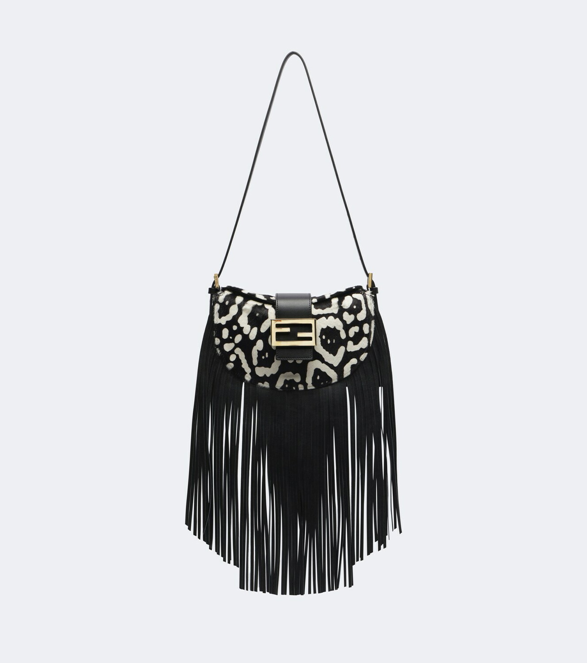 Fendi Croissant fringed calf hair shoulder bag