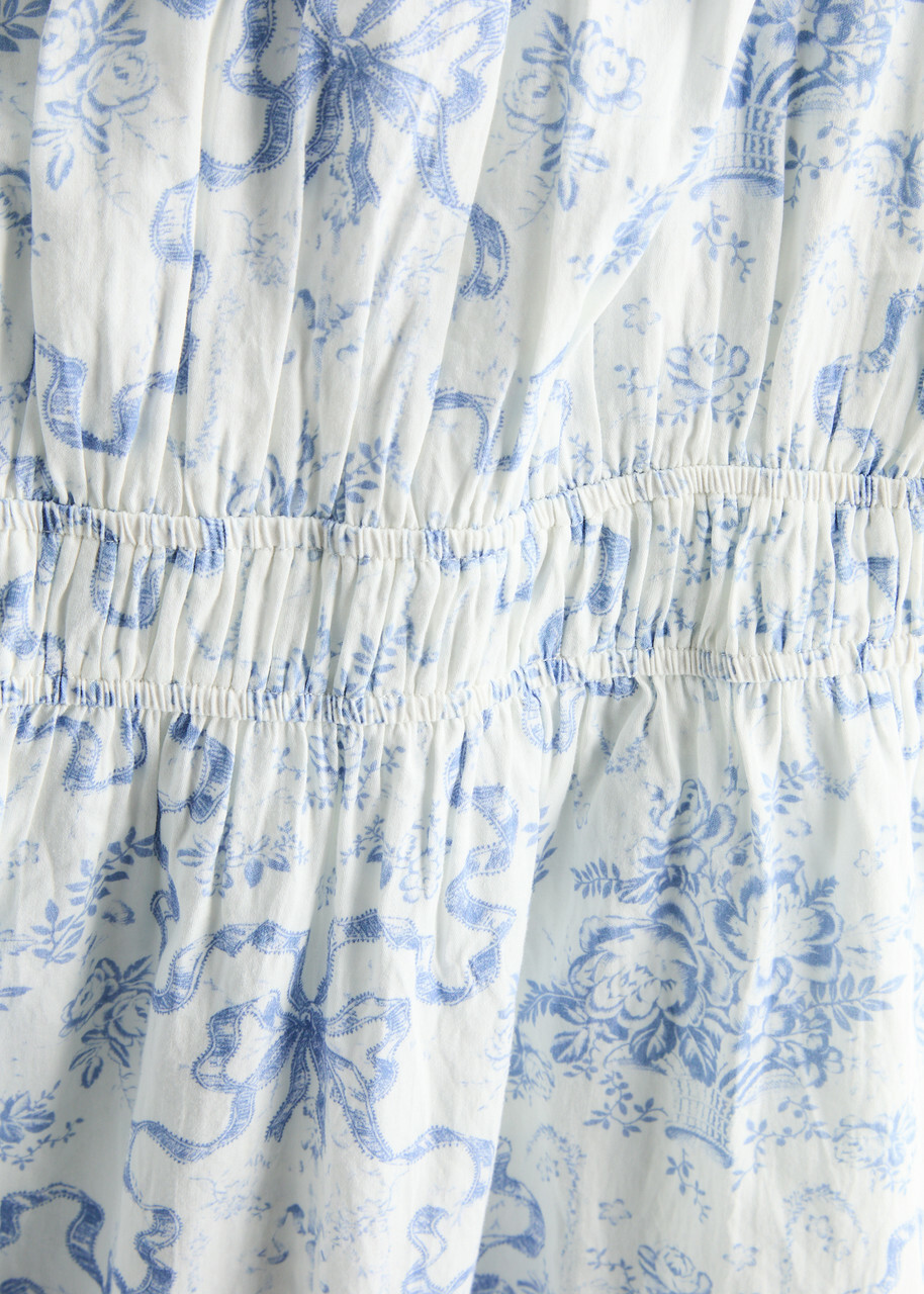 Loveshackfancy Mastey Printed Cotton Midi Dress Blue