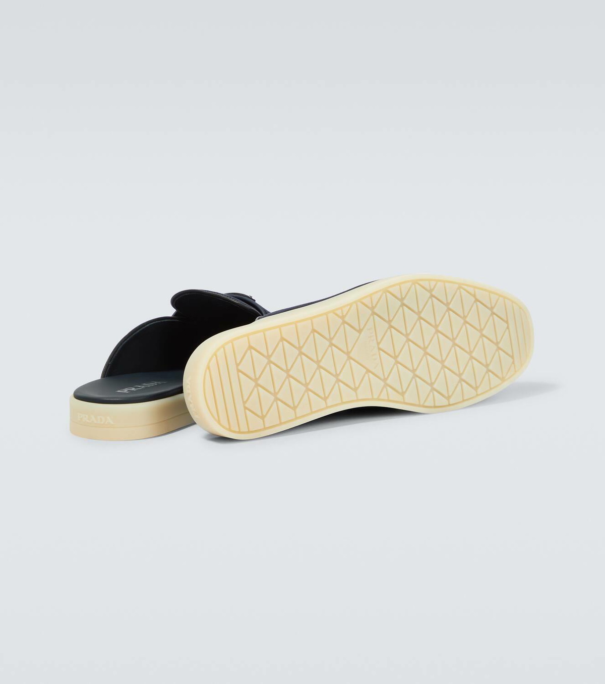 Prada Logo suede slippers