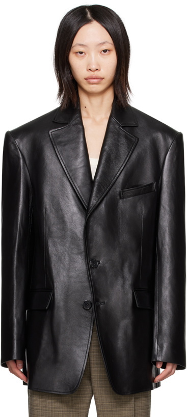 Photo: LU'U DAN Black Oversized Tailored Leather Jacket