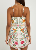 Farm Rio Delicate Forest Printed Linen Romper White