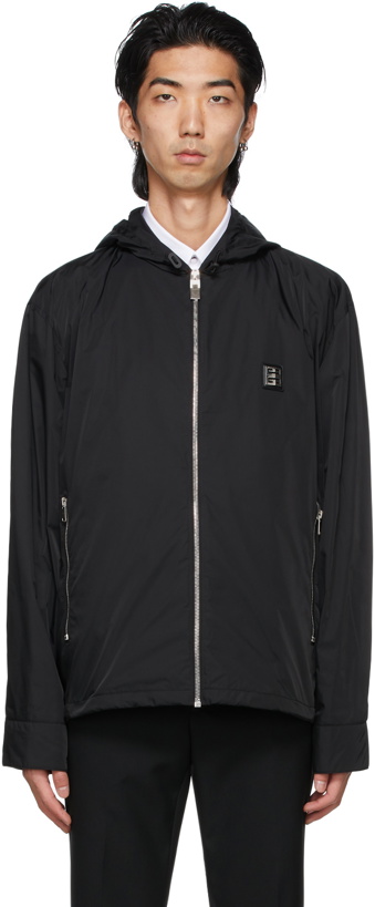 Photo: Givenchy Black Hooded Windbreaker 4G Jacket