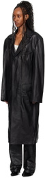 LU'U DAN Black Oversized Tailored Leather Coat
