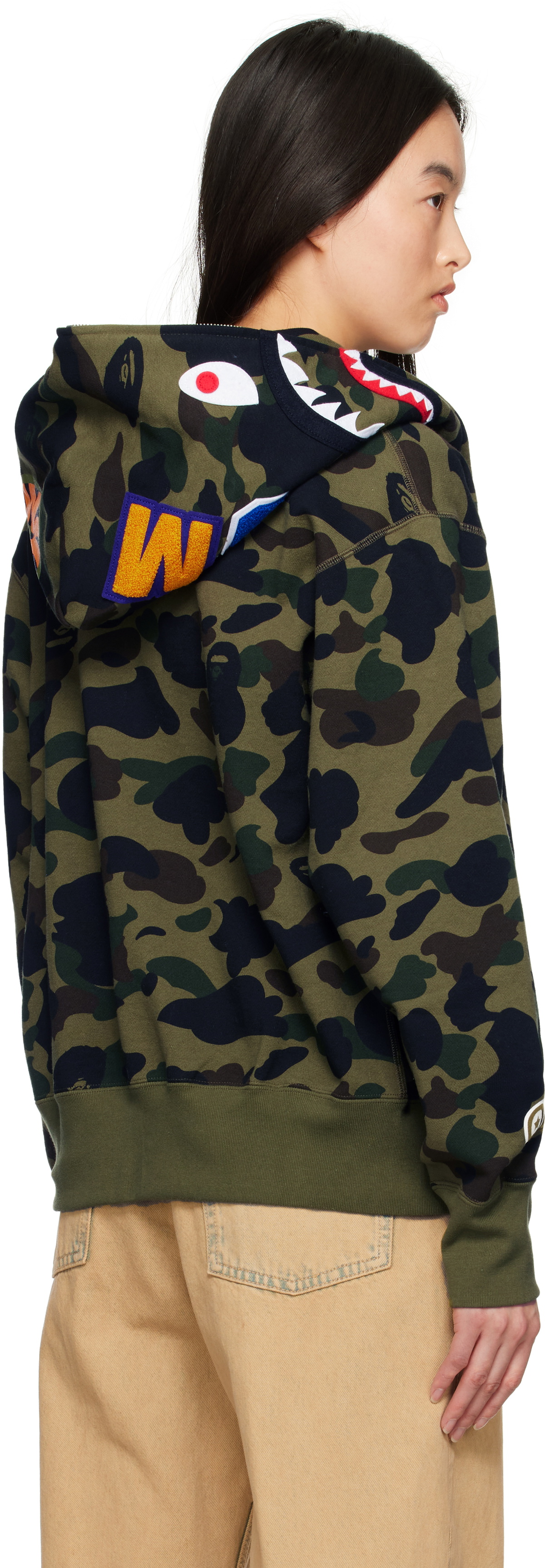 BAPE Khaki ABC Camo Shark Full Zip Hoodie A Bathing Ape