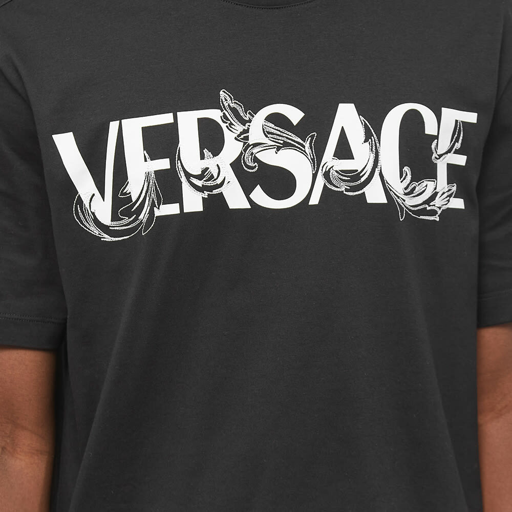 Versace Men's Baroque Text Logo T-Shirt in Black/White Versace