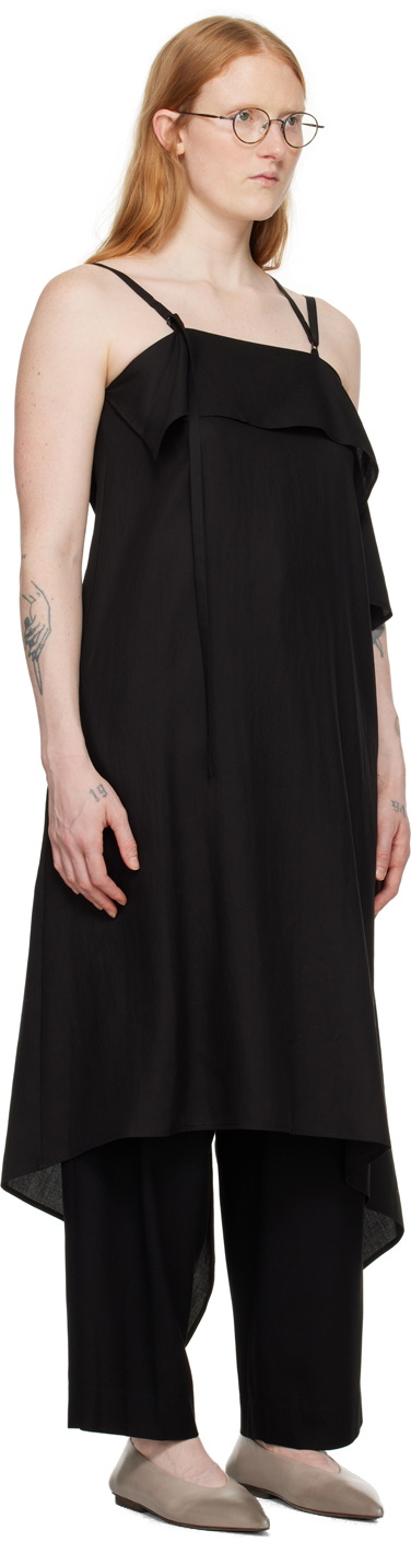 Y's Black Lace-Up Midi Dress