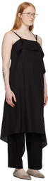 Y's Black Lace-Up Midi Dress