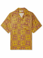 Wales Bonner - Rhythm Camp-Collar Printed Satin Shirt - Yellow