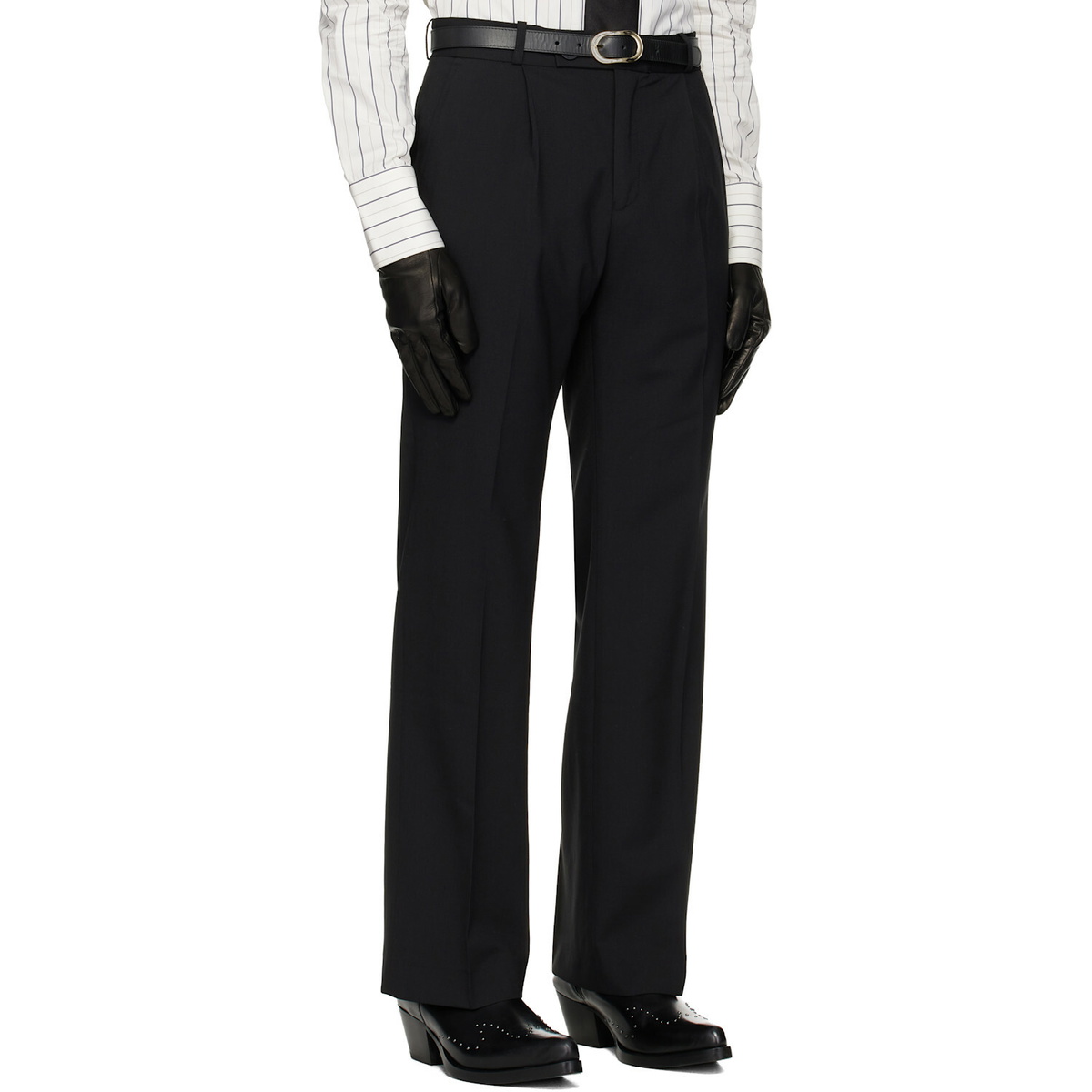 Ernest W. Baker Black Pleated Straight Fit Trousers