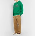Pop Trading Company - Arch Logo-Appliquéd Fleece-Back Cotton-Jersey Hoodie - Green