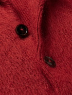 TOM FORD - Shawl-Collar Wool, Silk and Mohair-Blend Cardigan - Red