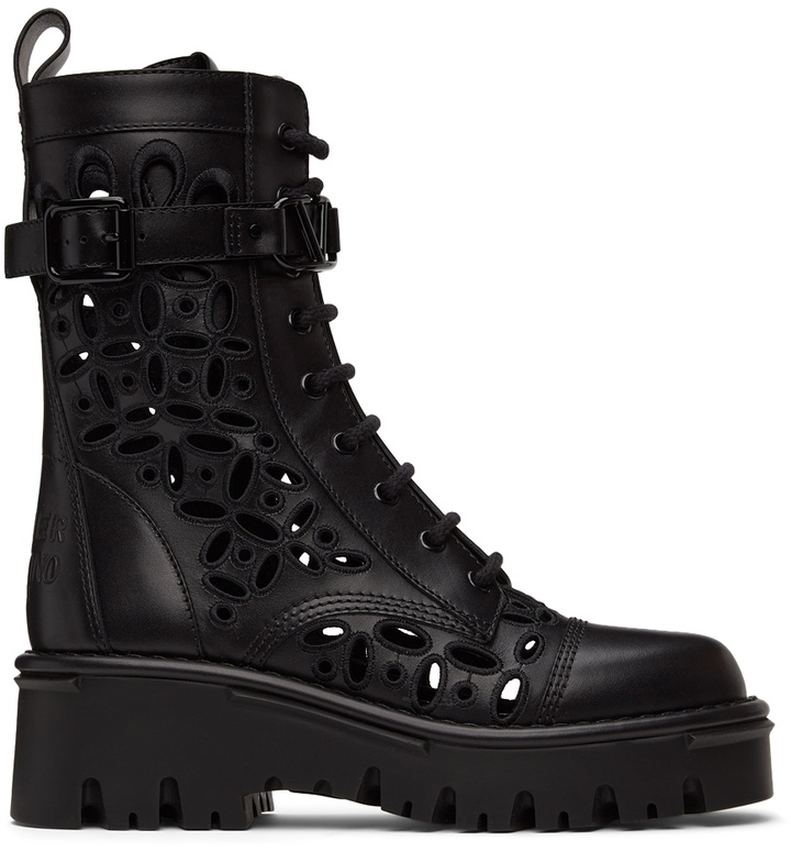 Photo: Valentino Garavani Black 08 San Gallo Edition Atelier Combat Boots