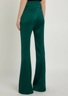 Galvan Sculpted Flared-leg Satin Trousers Green