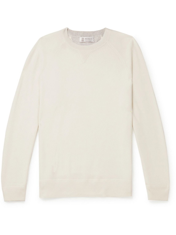 Photo: Brunello Cucinelli - Virgin Wool, Cashmere and Silk-Blend Sweater - Neutrals