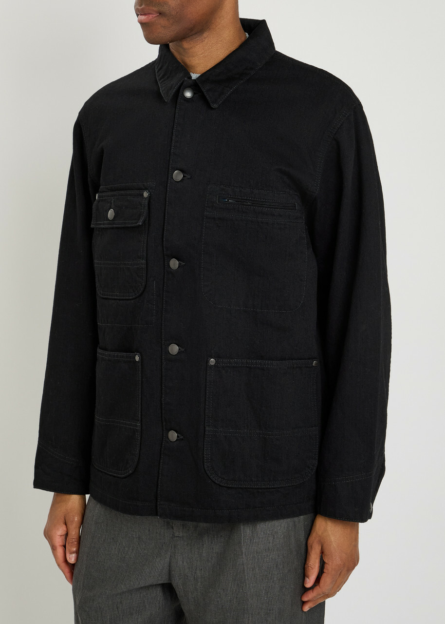 Vowels Patch Pocket Denim Jacket Black