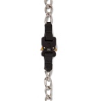 1017 ALYX 9SM - Leather-Trimmed Silver-Tone Chain Necklace - Black