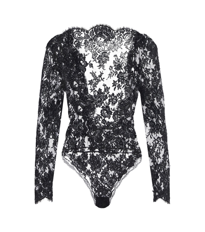 Photo: Saint Laurent Sheer cotton-blend lace bodysuit