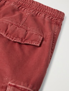 BRUNELLO CUCINELLI - Garment-Dyed Cotton-Twill Drawstring Cargo Shorts - Red