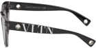 Valentino Garavani Grey & Black 'VLTN' Squared Sunglasses