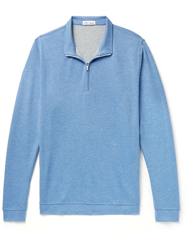 Photo: Peter Millar - Crown Comfort Cotton-Blend Jersey Half-Zip Sweatshirt - Blue