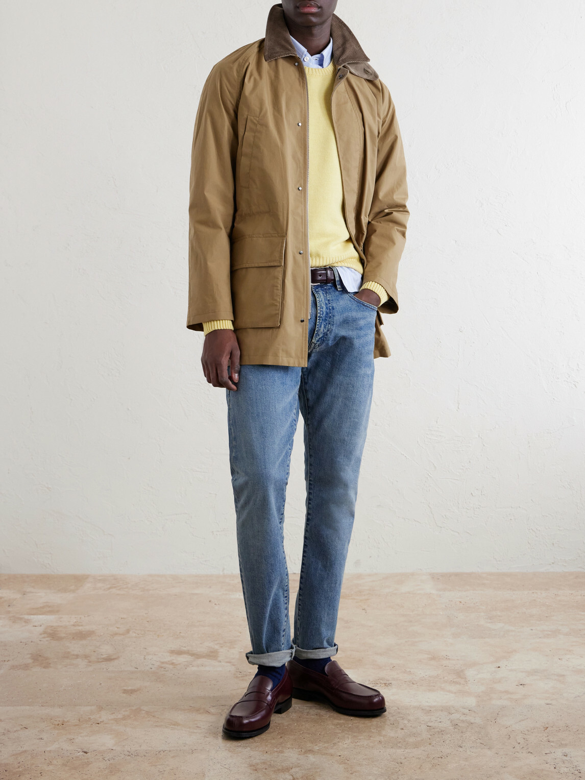 J. Mueser - Game Corduroy-Trimmed Cotton Jacket - Brown