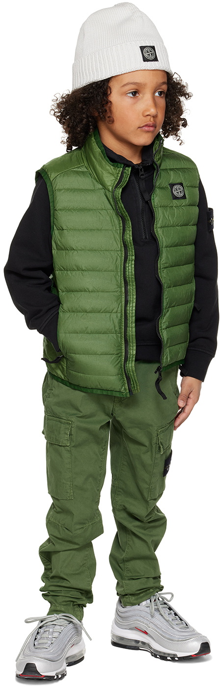Stone Island Junior Kids Green Patch Cargo Pants
